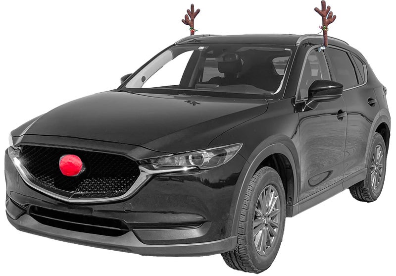 Red Co. 17â€ Standard Reindeer Christmas Car Kit Products, Antlers with Jingle Bells & Nose - Image 2